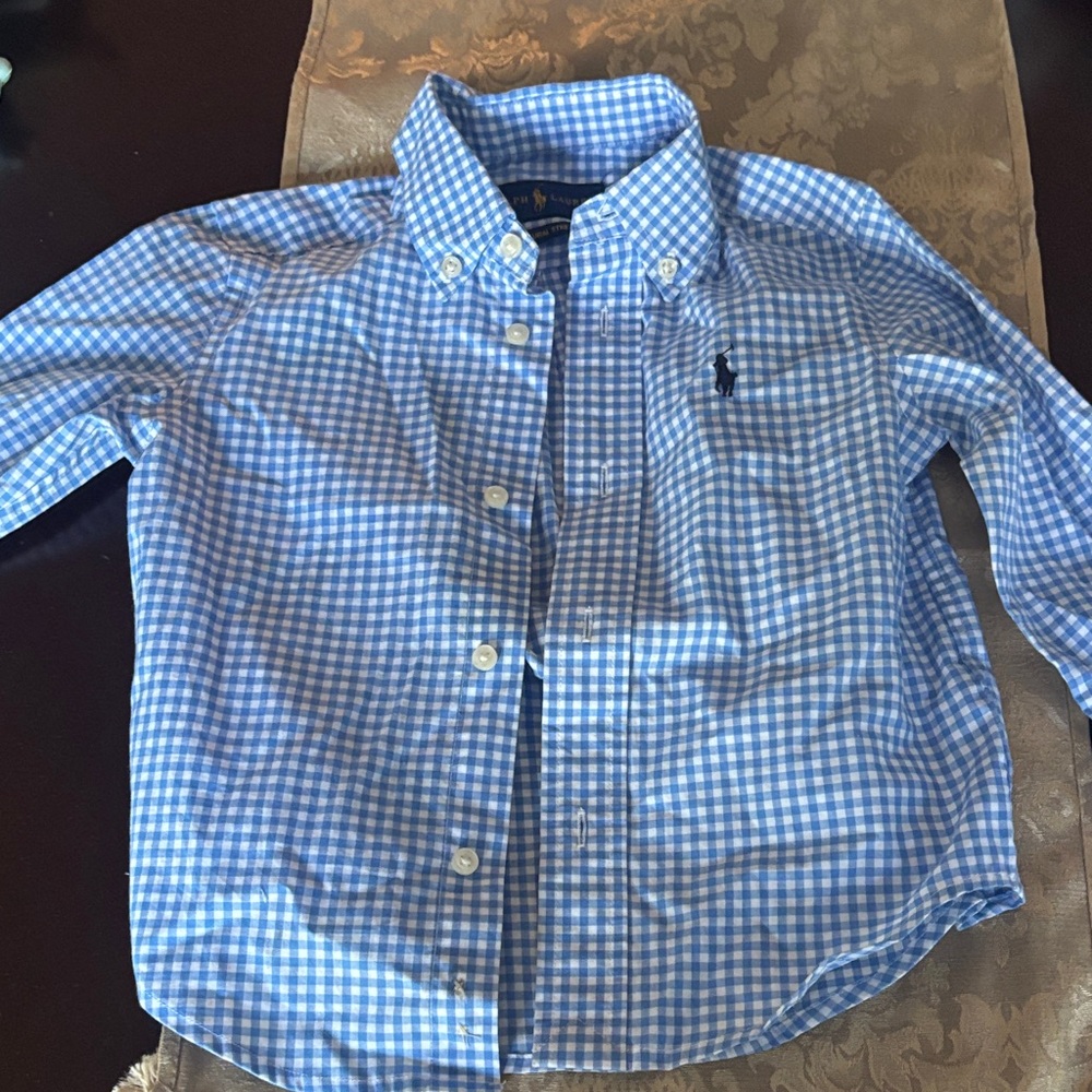 Ralph Lauren Kids Blue Gingham Button Down Shirt
